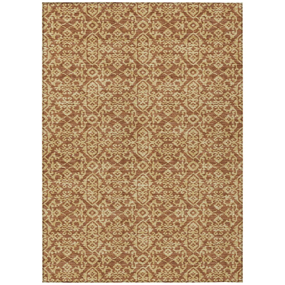 Machine Washable Indoor/Outdoor Chantille ACN2712 Orange 5' x 7'6" Rug. Picture 1