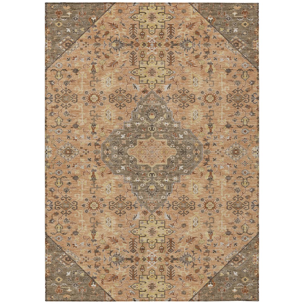 Machine Washable Indoor/Outdoor Chantille ACN2714 Orange 5' x 7'6" Rug. Picture 1