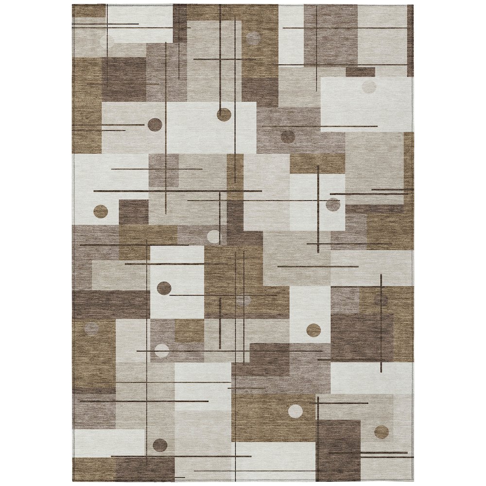 Machine Washable Indoor/Outdoor Chantille ACN2716 Brown 5' x 7'6" Rug. Picture 1