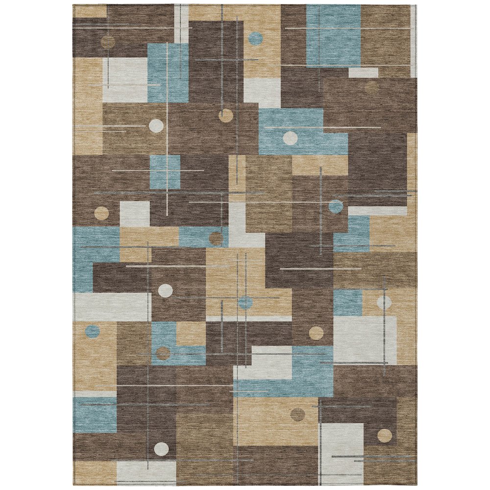 Machine Washable Indoor/Outdoor Chantille ACN2716 Brown 5' x 7'6" Rug. Picture 1