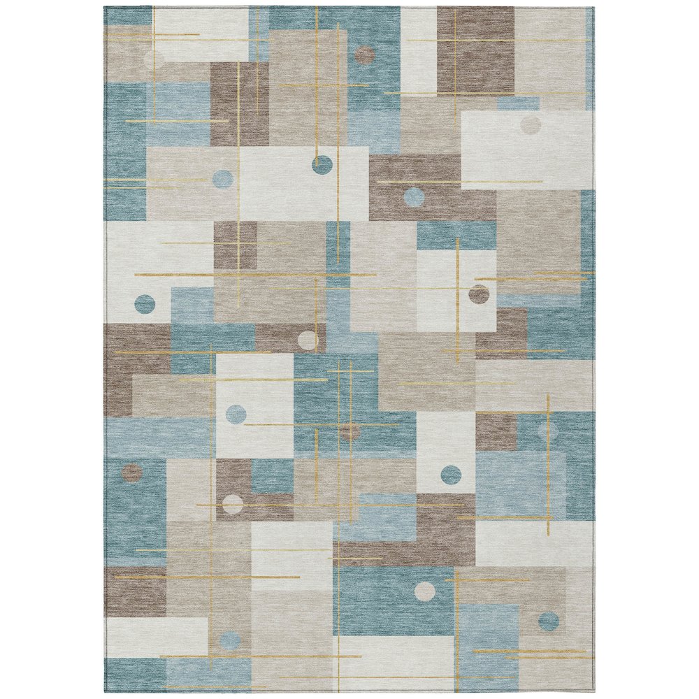 Machine Washable Indoor/Outdoor Chantille ACN2716 Ivory 5' x 7'6" Rug. Picture 1