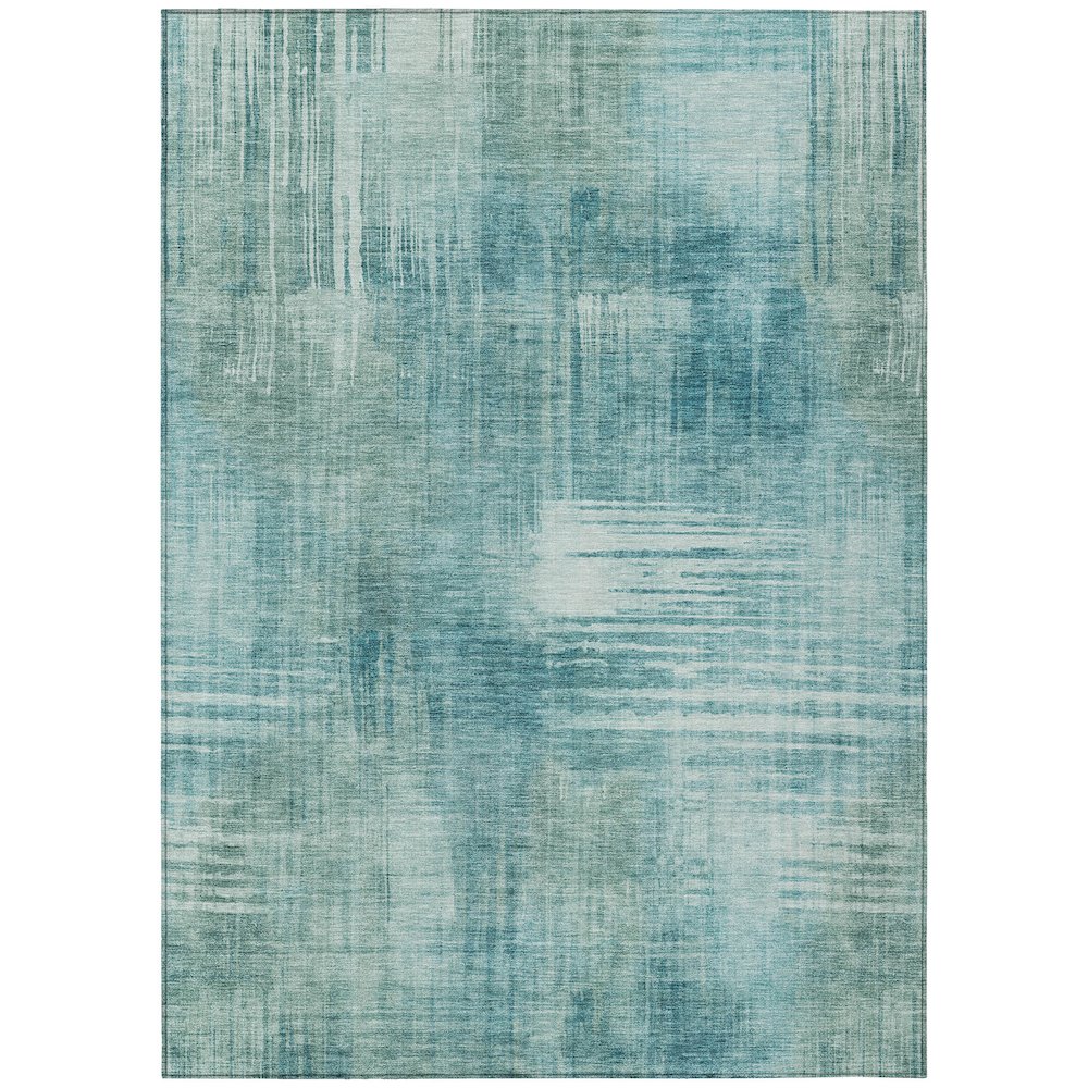 Machine Washable Indoor/Outdoor Chantille ACN2718 Teal 8' x 10' Rug. Picture 1