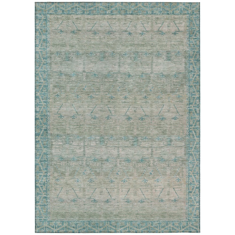Machine Washable Indoor/Outdoor Chantille ACN2724 Teal 8' x 10' Rug. Picture 1