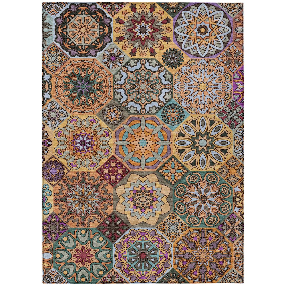 Machine Washable Indoor/Outdoor Chantille ACN2729 Orange 8' x 10' Rug. Picture 1