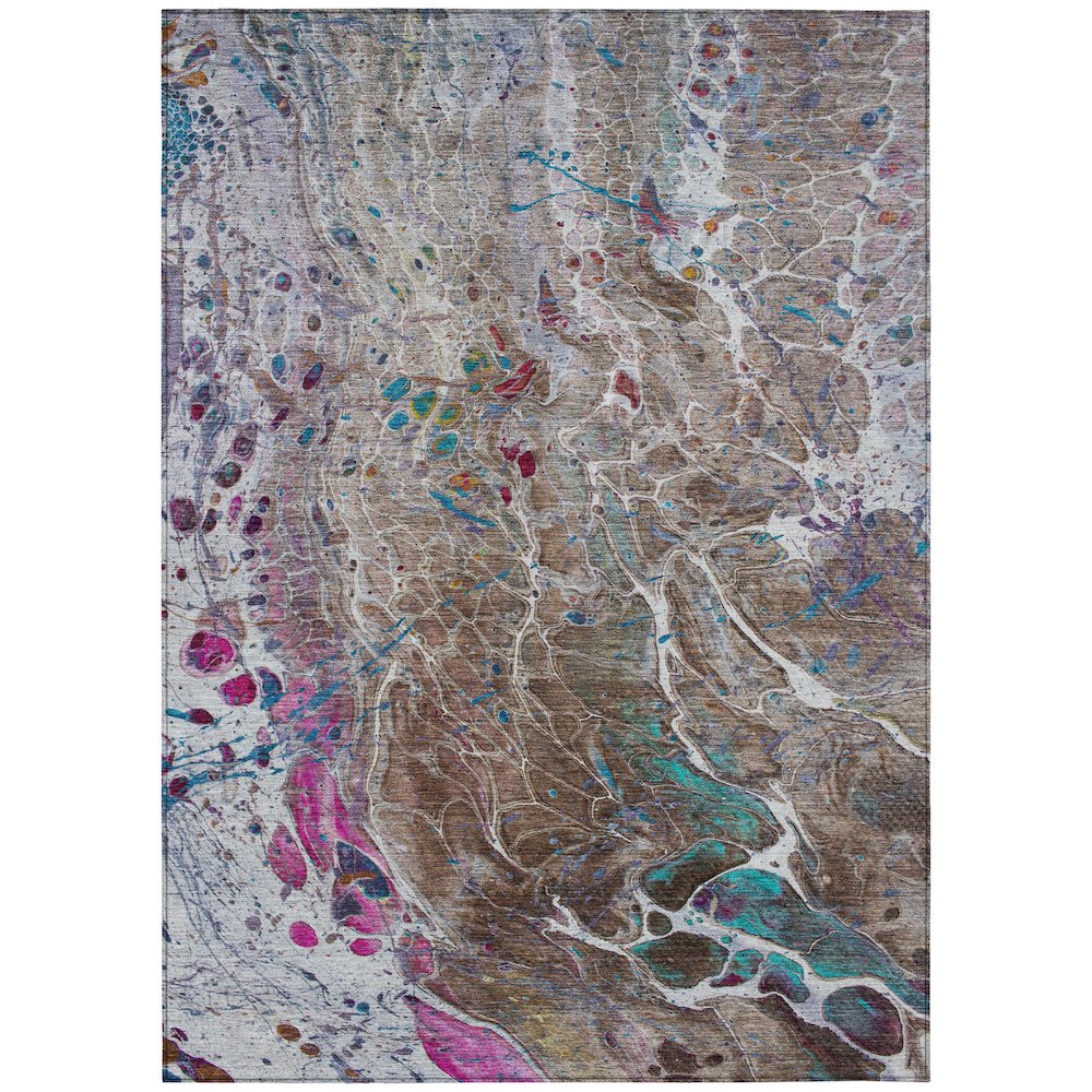 Machine Washable Indoor/Outdoor Chantille ACN2730 Brown 8' x 10' Rug. Picture 1