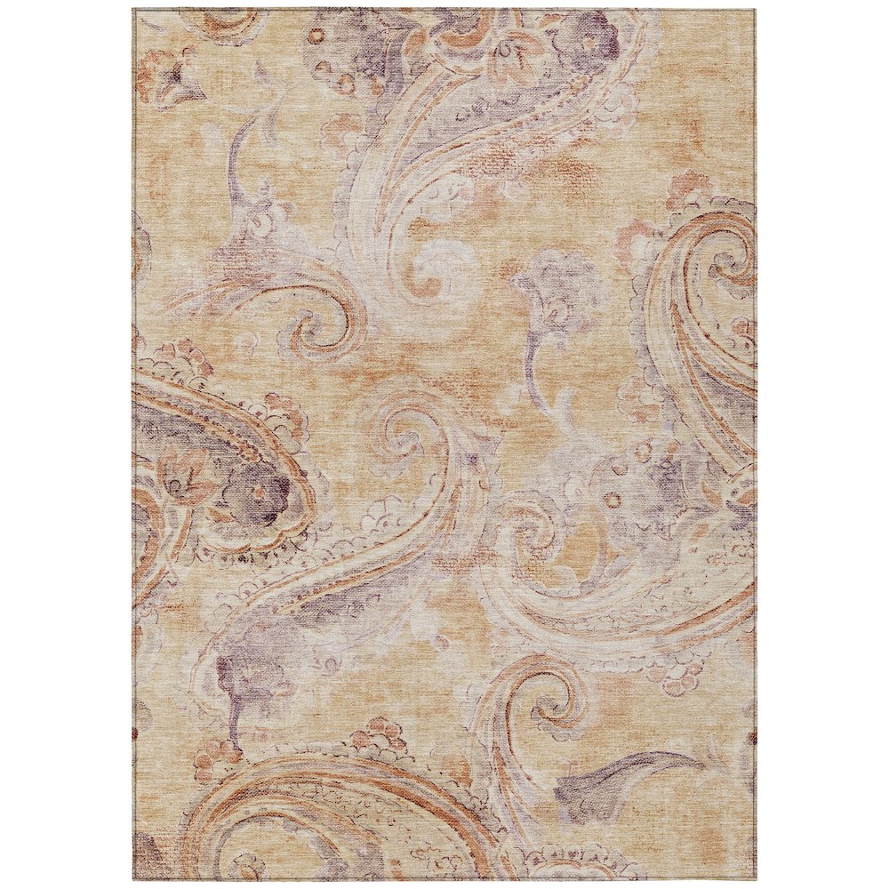 Machine Washable Indoor/Outdoor Chantille ACN2747 Orange 8' x 10' Rug. Picture 1