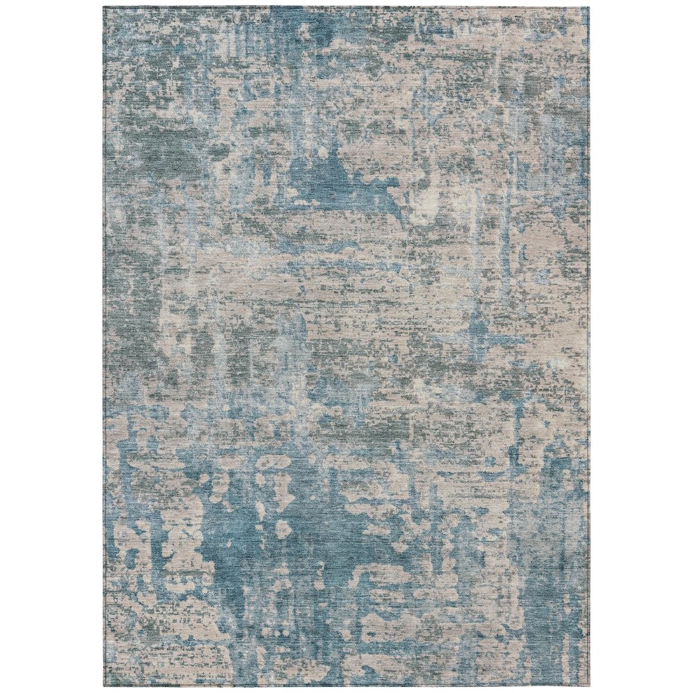 Machine Washable Indoor/Outdoor Chantille ACN2750 Teal 8' x 10' Rug. Picture 1