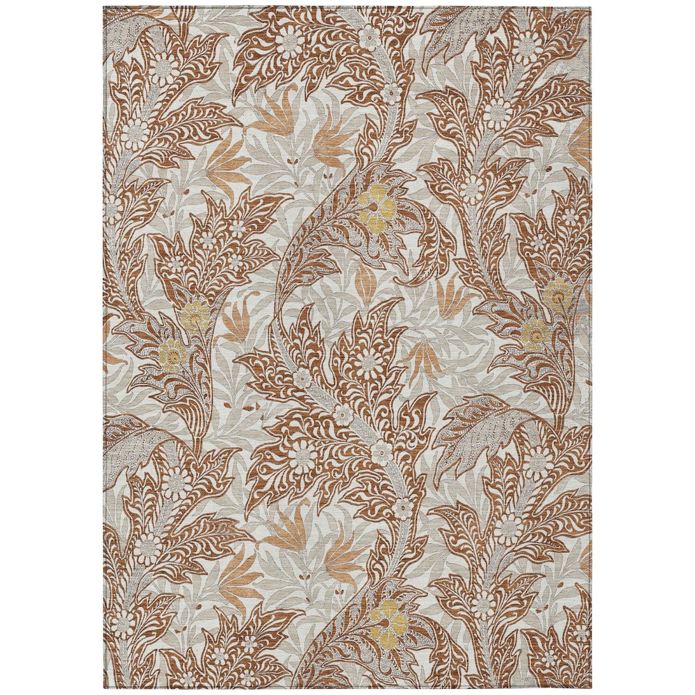 Machine Washable Indoor/Outdoor Chantille ACN2753 Orange 8' x 10' Rug. Picture 1
