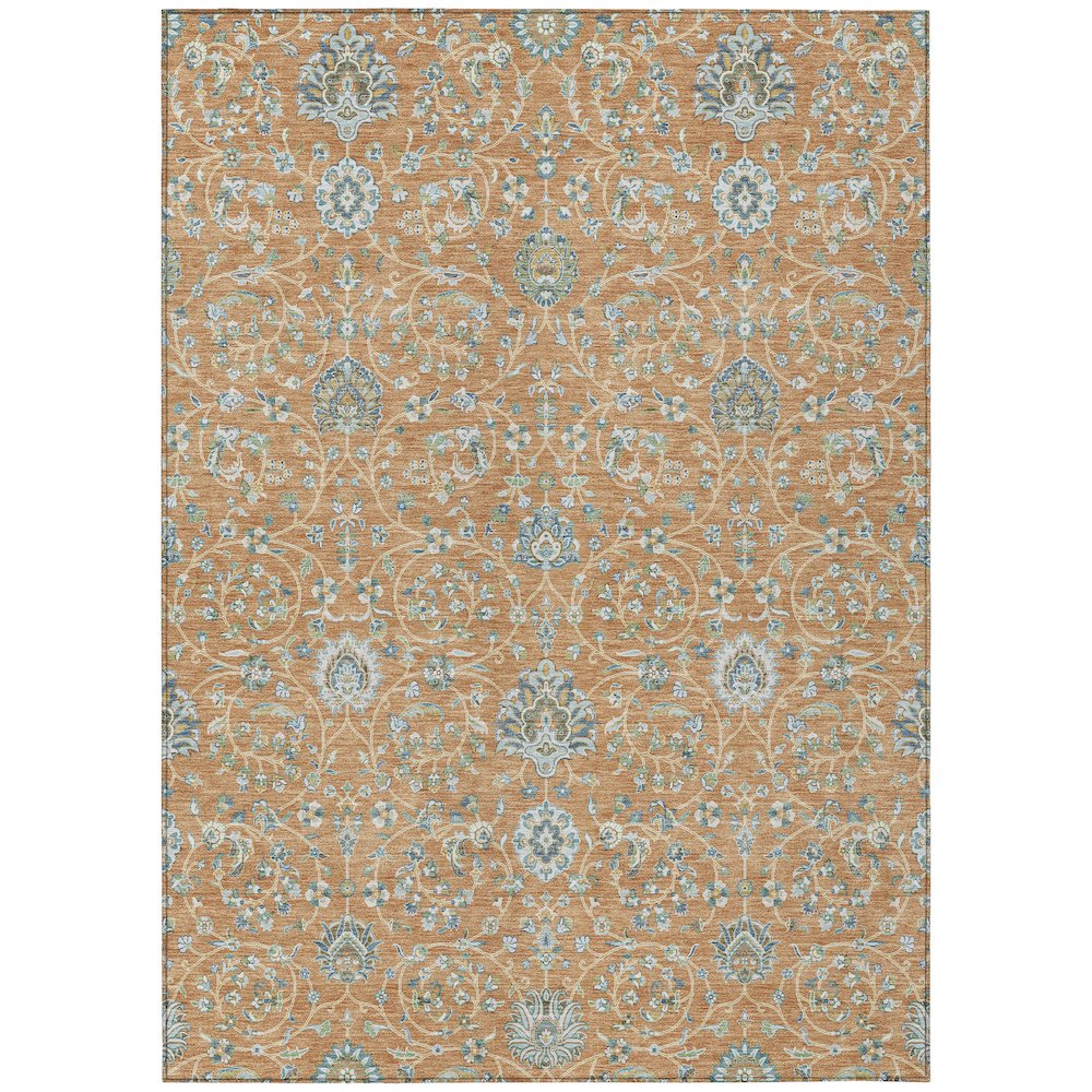 Machine Washable Indoor/Outdoor Chantille ACN2758 Orange 8' x 10' Rug. Picture 1