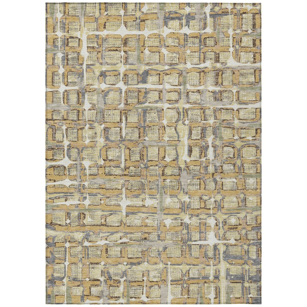 Machine Washable Indoor/Outdoor Chantille ACN2762 Gold 8' x 10' Rug. Picture 1