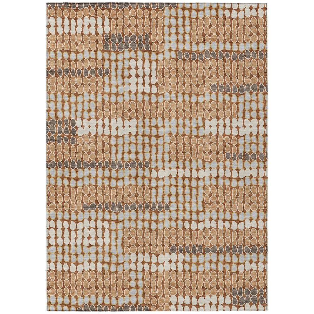 Machine Washable Indoor/Outdoor Chantille ACN2763 Orange 8' x 10' Rug. Picture 1