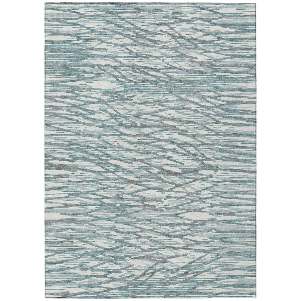 Machine Washable Indoor/Outdoor Chantille ACN2771 Teal 8' x 10' Rug. Picture 1
