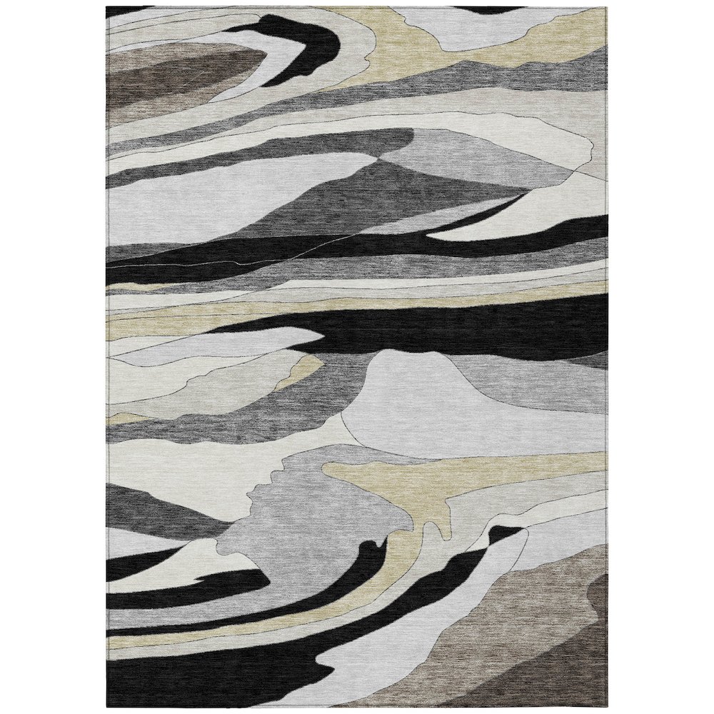 Machine Washable Indoor/Outdoor Chantille ACN2777 Black 8' x 10' Rug. Picture 1