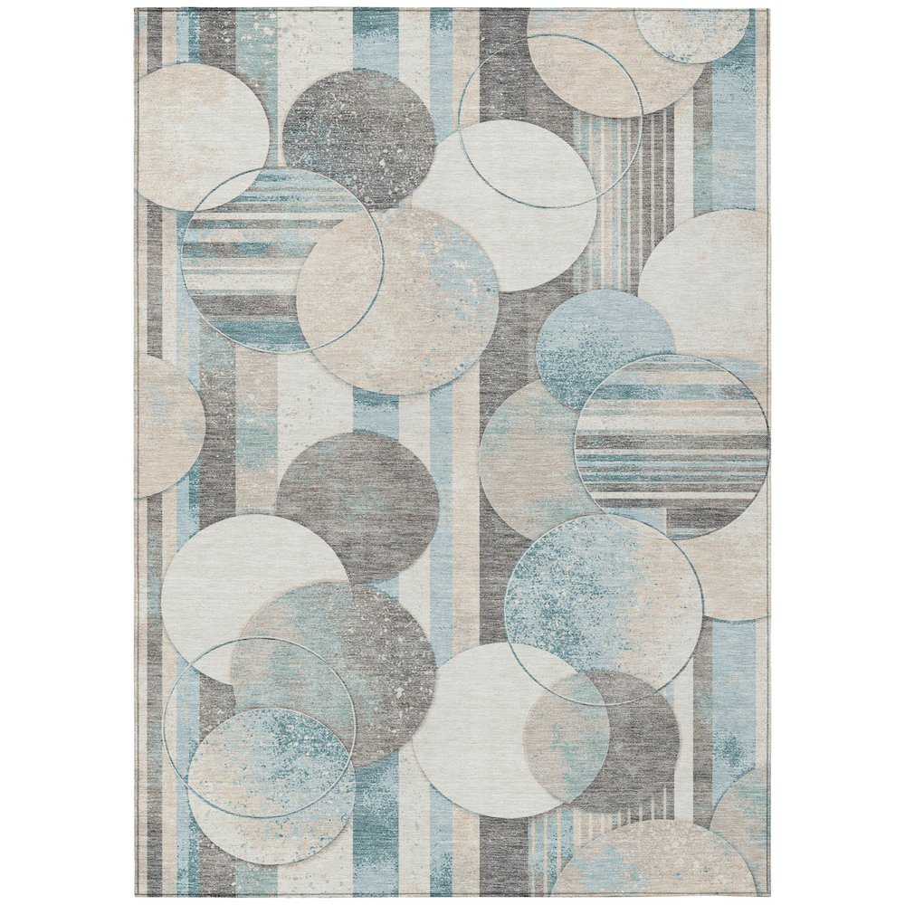 Machine Washable Indoor/Outdoor Chantille ACN2778 Teal 8' x 10' Rug. Picture 1