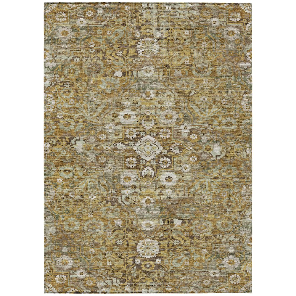 Machine Washable Indoor/Outdoor Chantille ACN2782 Gold 8' x 10' Rug. Picture 1