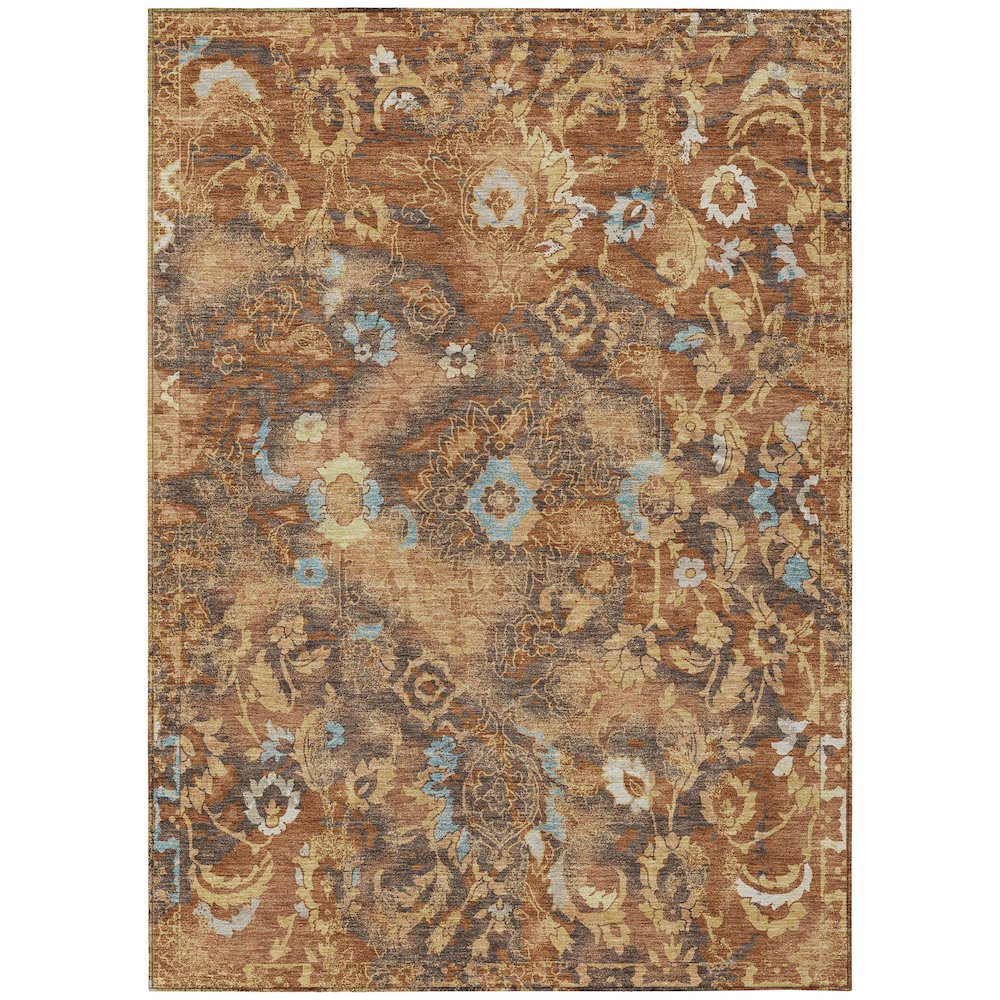 Machine Washable Indoor/Outdoor Chantille ACN2791 Orange 8' x 10' Rug. Picture 1