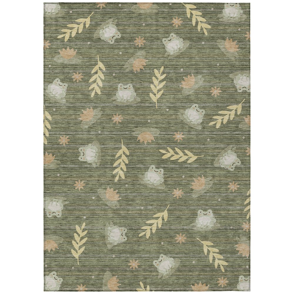 Machine Washable Indoor/Outdoor Chantille ACN2795 Green 8' x 10' Rug. Picture 1