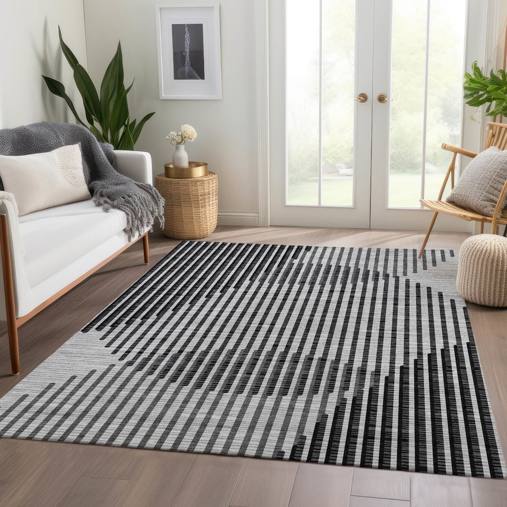 Premium Machine Washable Mayfield AMF1001 Gray 5' x 7'6" Rug. Picture 6
