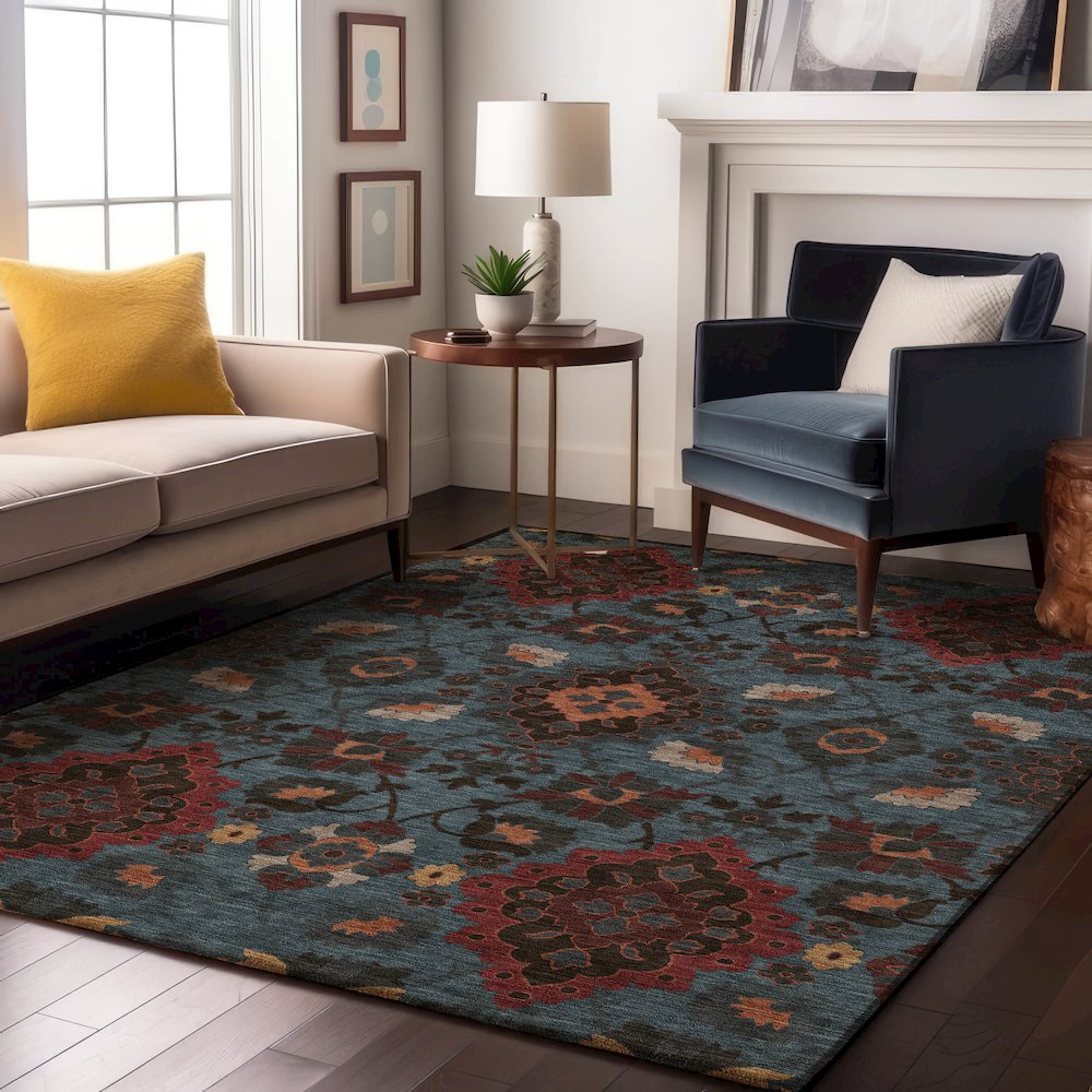 Premium Machine Washable Mayfield AMF1002 Denim 5' x 7'6" Rug. Picture 5