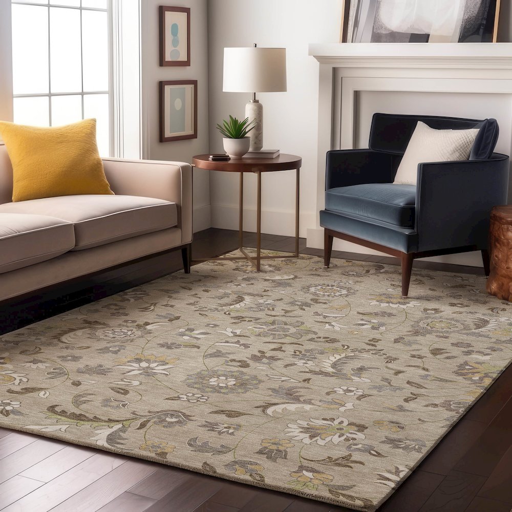 Premium Machine Washable Mayfield AMF1006 Beige 5' x 7'6" Rug. Picture 5