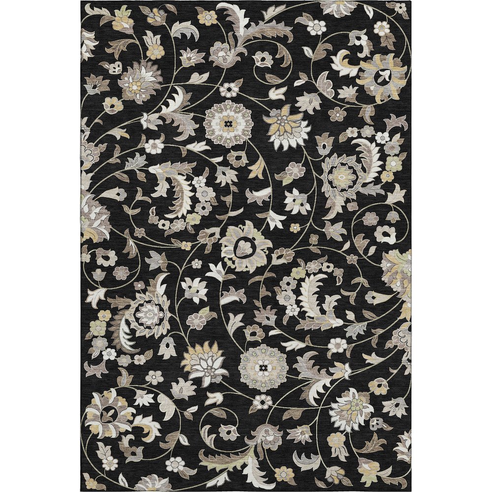 Premium Machine Washable Mayfield AMF1006 Black 5' x 7'6" Rug. Picture 1