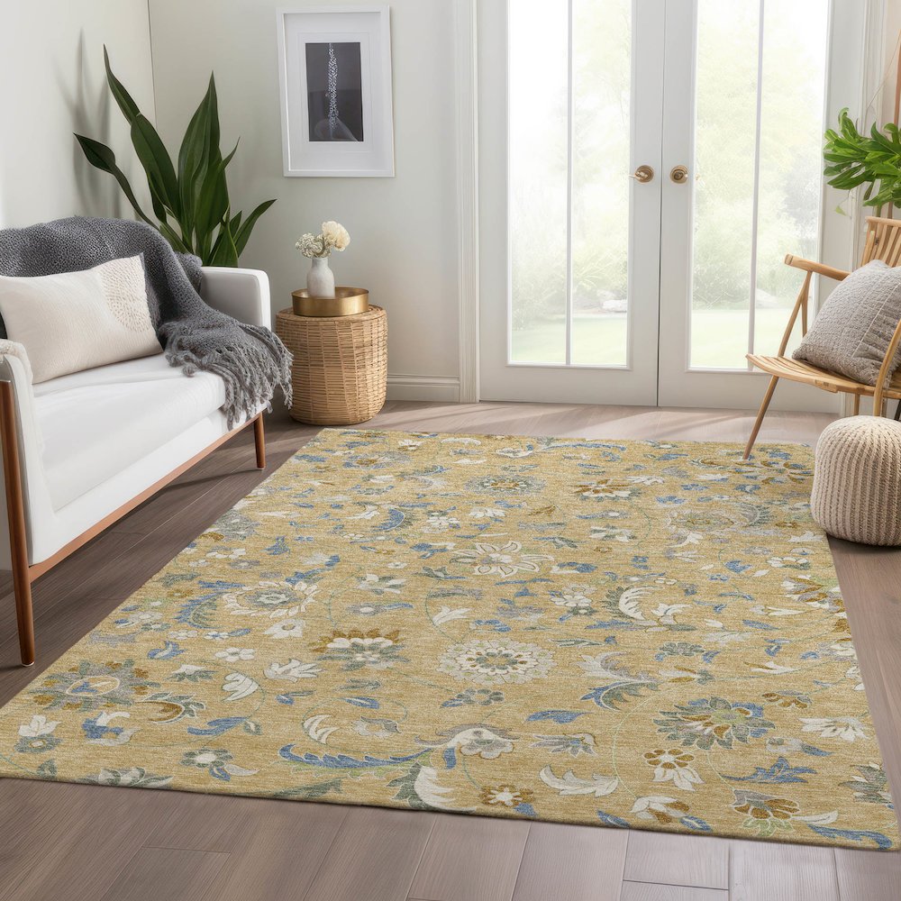 Premium Machine Washable Mayfield AMF1006 Wheat 5' x 7'6" Rug. Picture 6