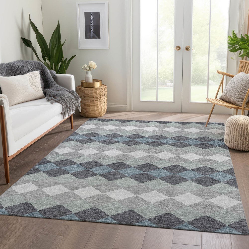 Premium Machine Washable Mayfield AMF1007 Gray 5' x 7'6" Rug. Picture 6