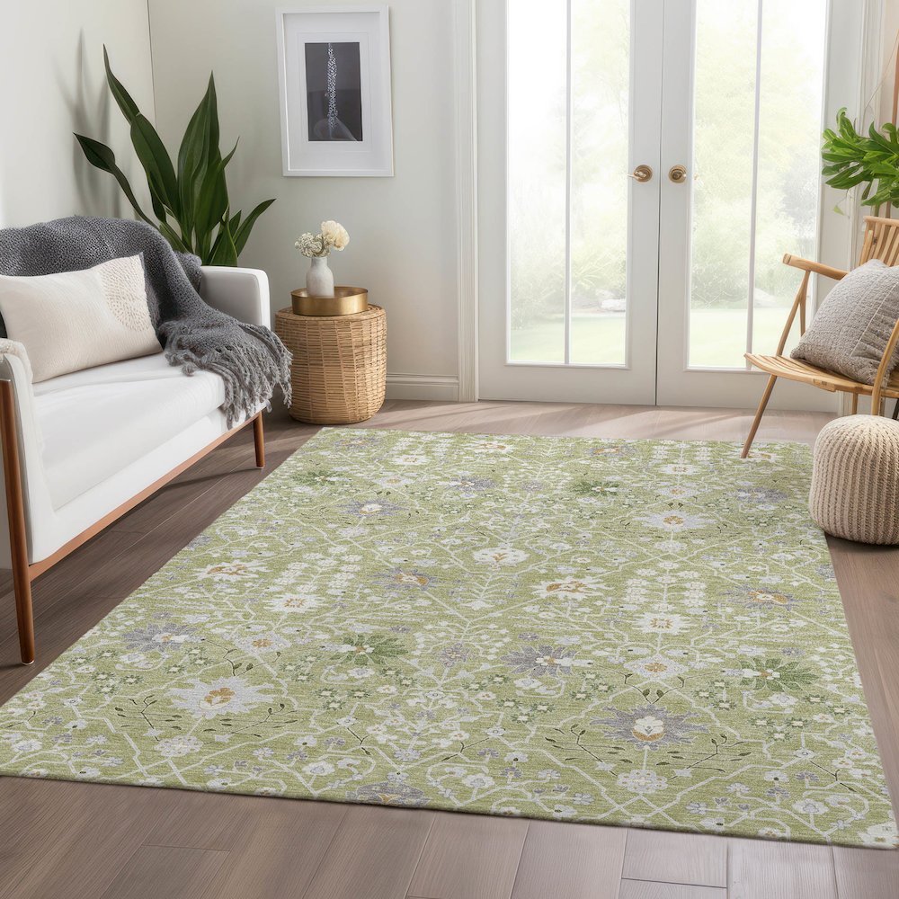 Premium Machine Washable Mayfield AMF1009 Aloe 5' x 7'6" Rug. Picture 6