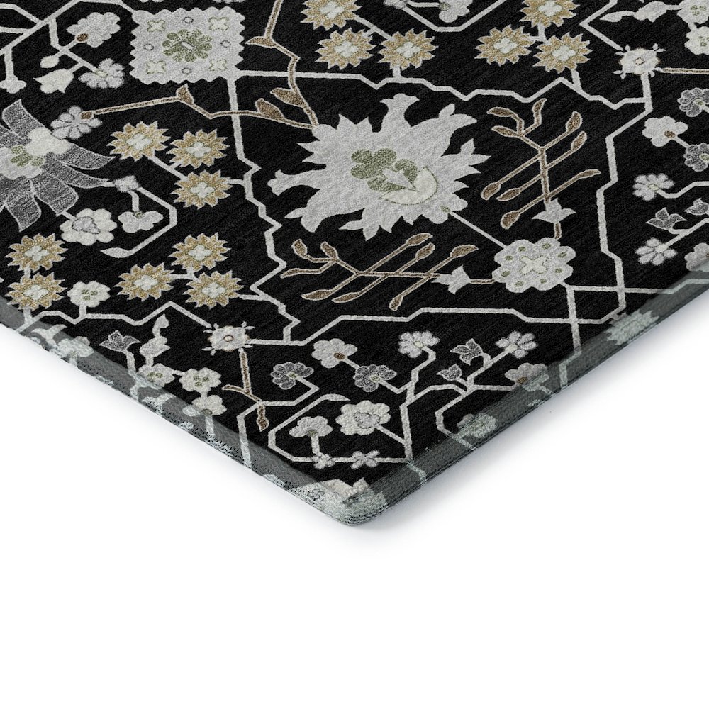 Premium Machine Washable Mayfield AMF1009 Black 2'6" x 3'10" Rug. Picture 3