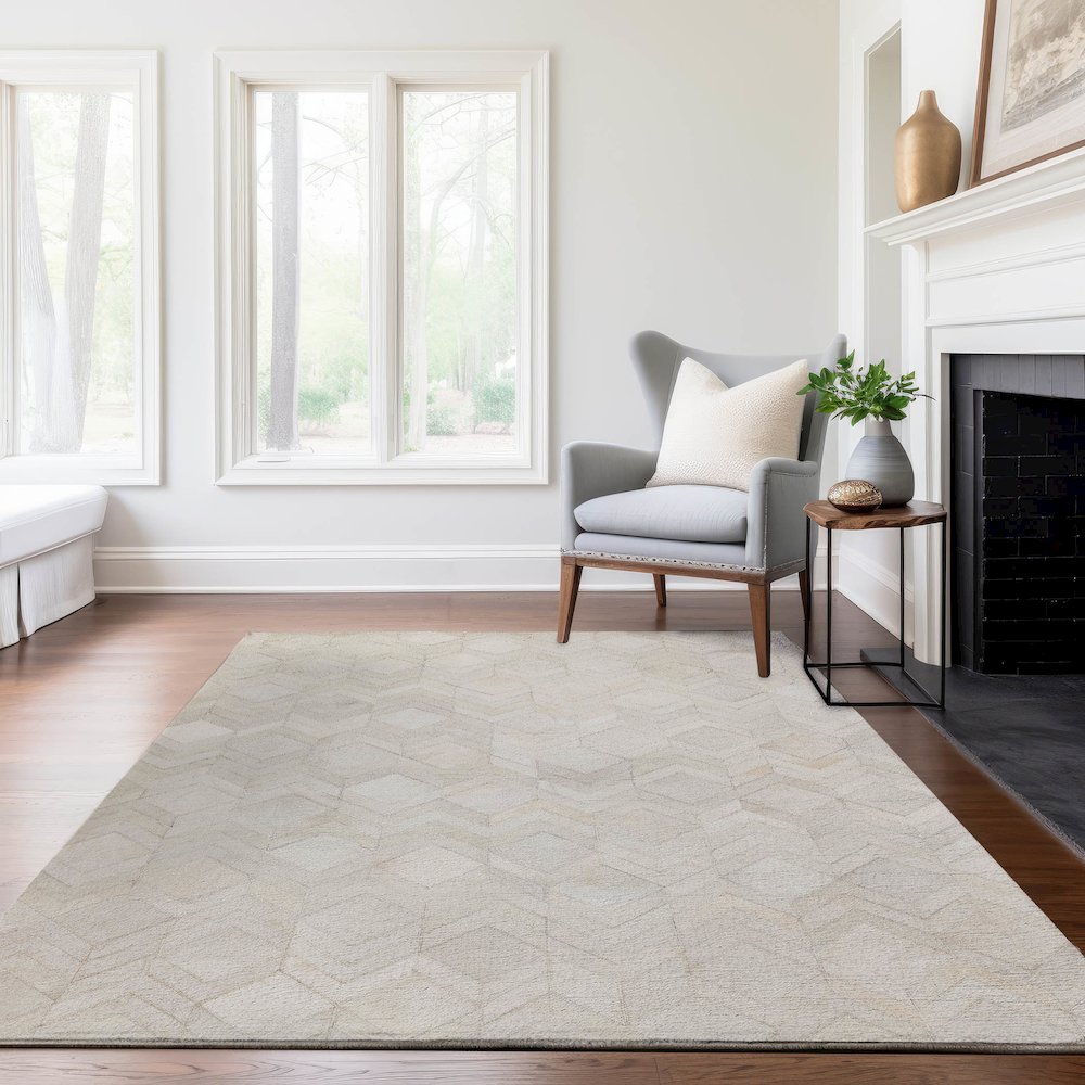 Premium Machine Washable Mayfield  Ivory 5' x 7'6" Rug. Picture 6