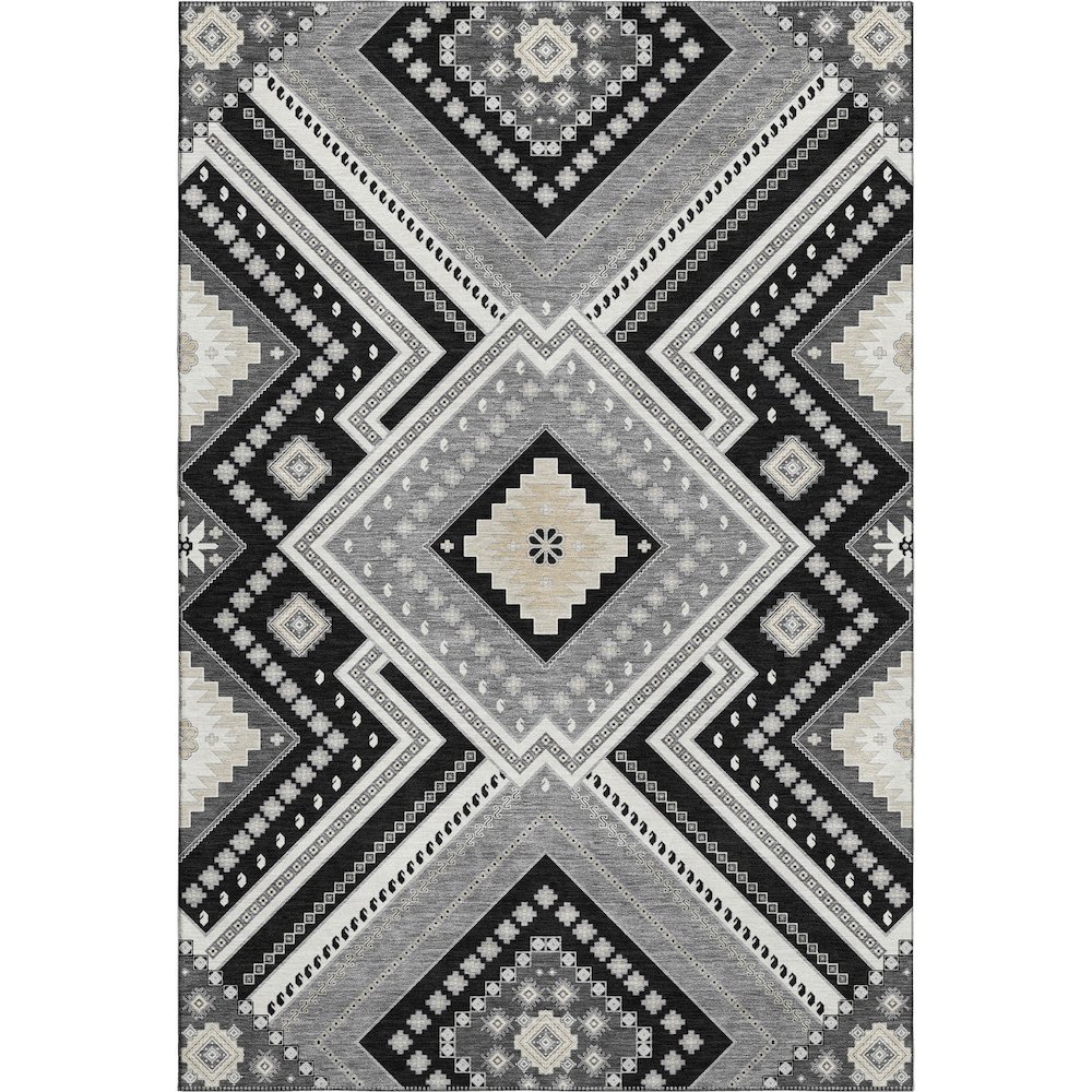 Premium Machine Washable Mayfield AMF1010 Black 5' x 7'6" Rug. Picture 1