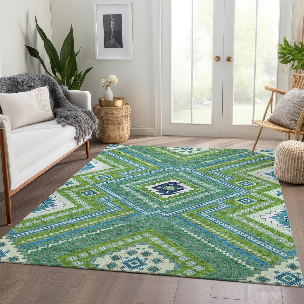 Premium Machine Washable Mayfield AMF1010 Lime 5' x 7'6" Rug. Picture 6