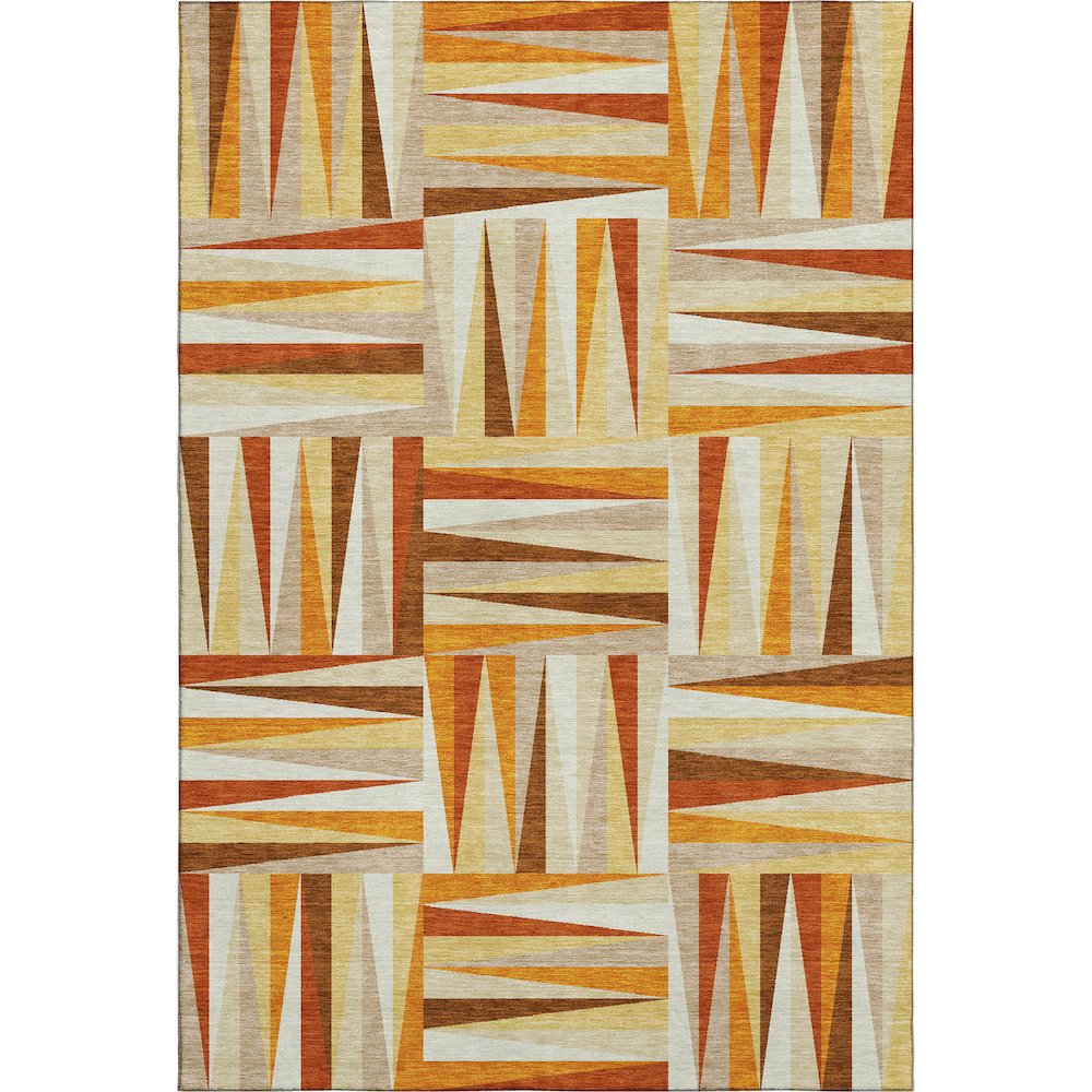 Premium Machine Washable Mayfield AMF1012 Orange 5' x 7'6" Rug. Picture 1