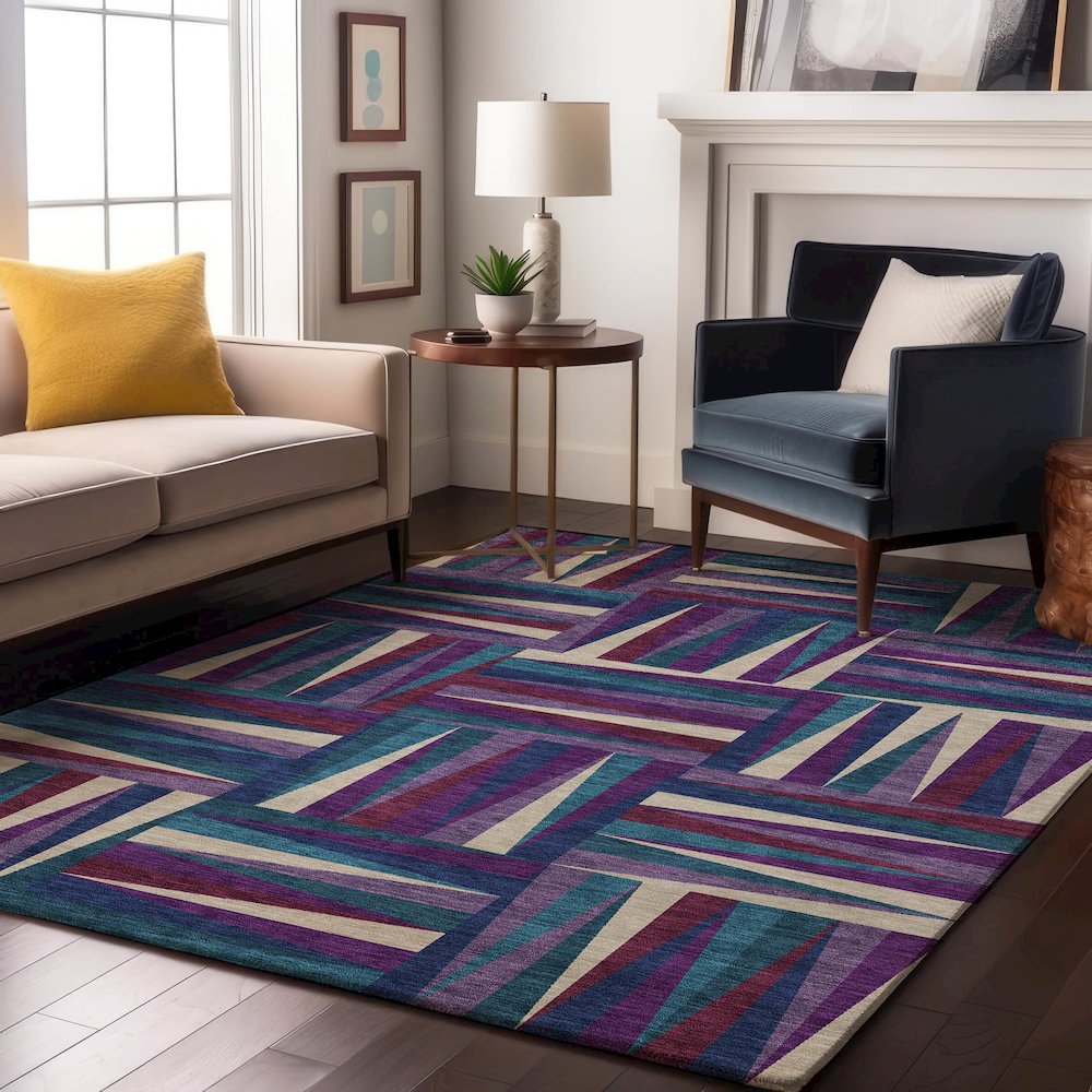 Premium Machine Washable Mayfield AMF1012 Purple 5' x 7'6" Rug. Picture 5