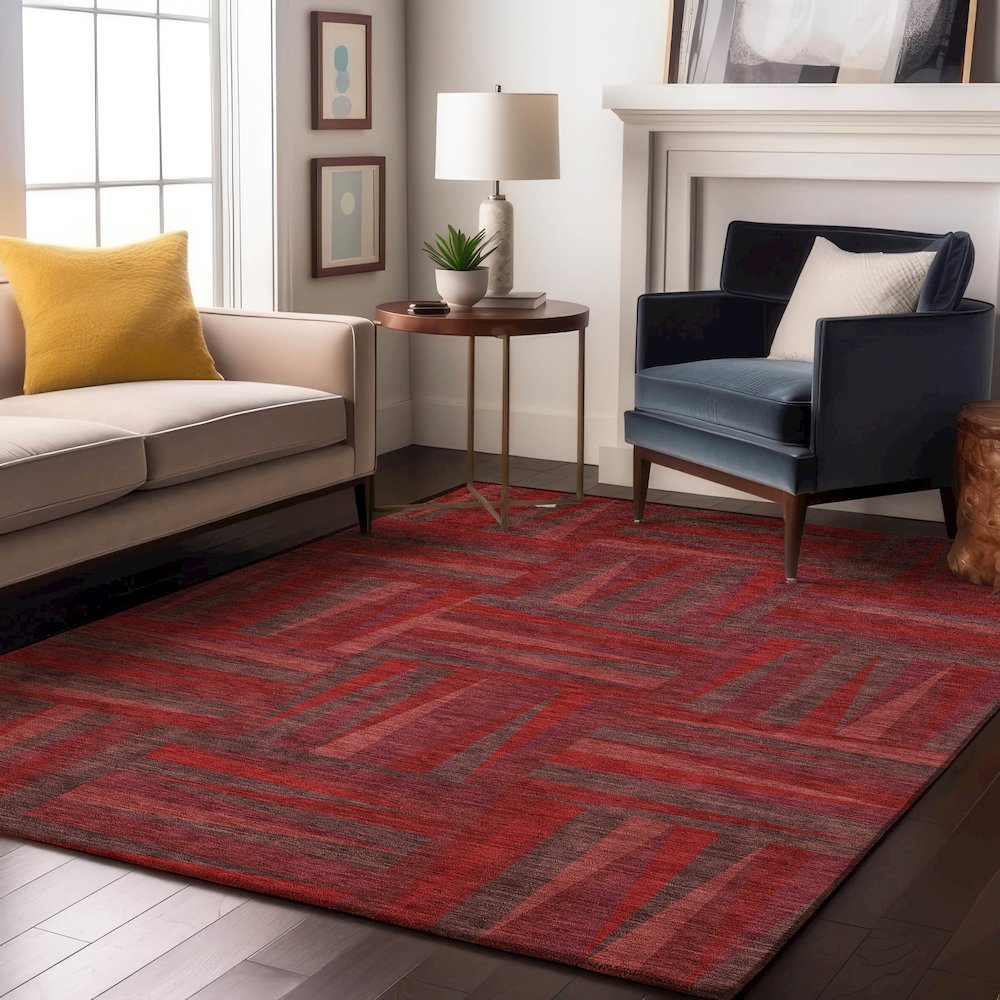 Premium Machine Washable Mayfield AMF1012 Red 5' x 7'6" Rug. Picture 5
