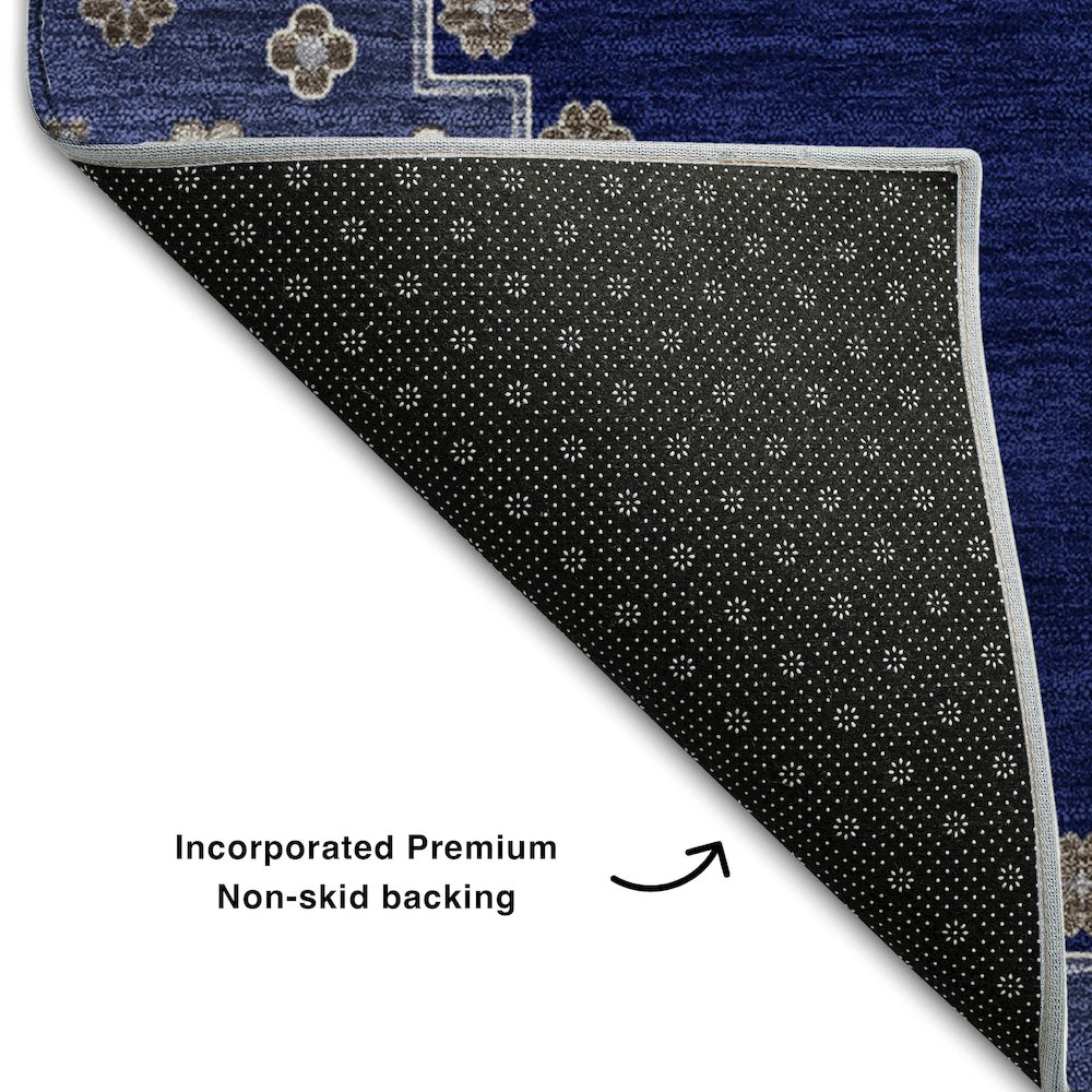 Premium Machine Washable Mayfield AMF1014 Navy 2'6" x 3'10" Rug. Picture 2