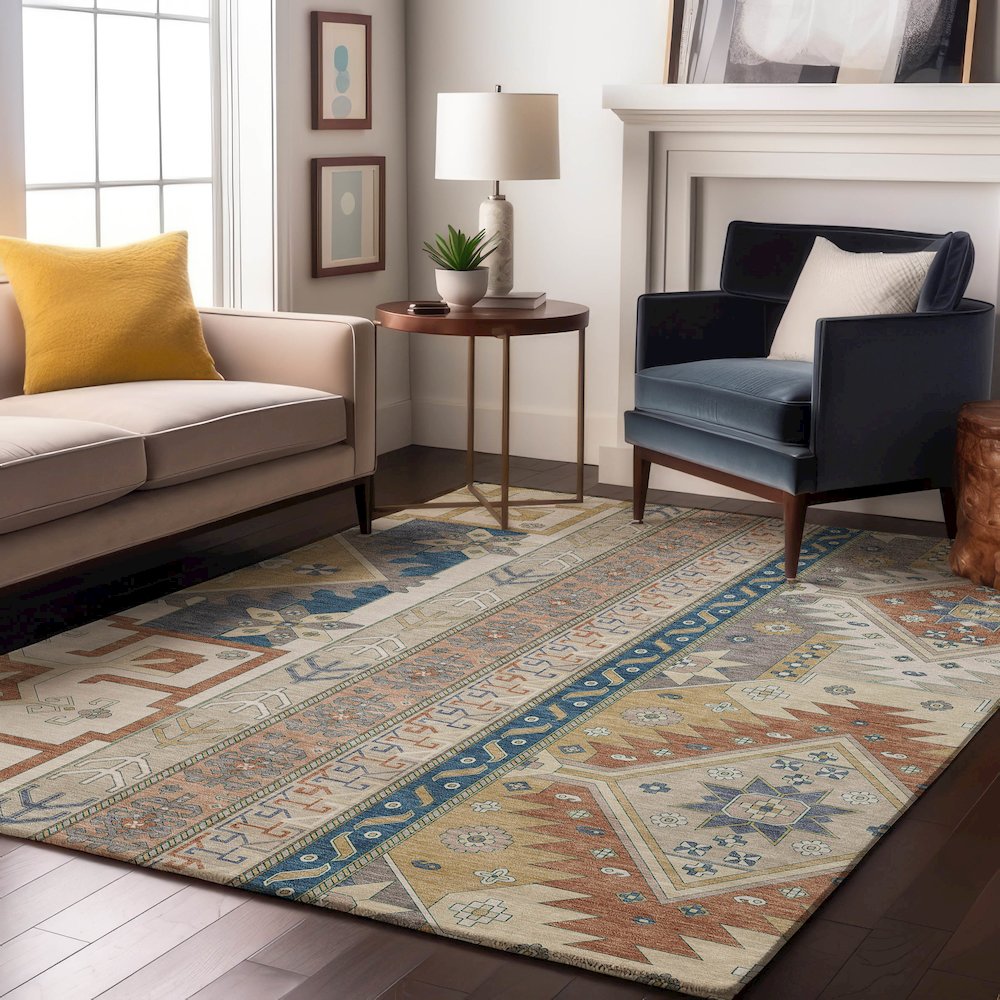 Premium Machine Washable Mayfield AMF1015 Ivory 5' x 7'6" Rug. Picture 5
