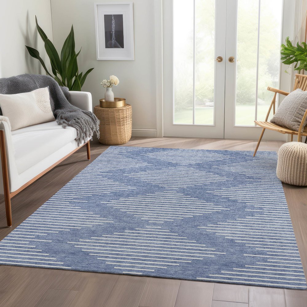 Premium Machine Washable Mayfield AMF1016 Denim 5' x 7'6" Rug. Picture 6