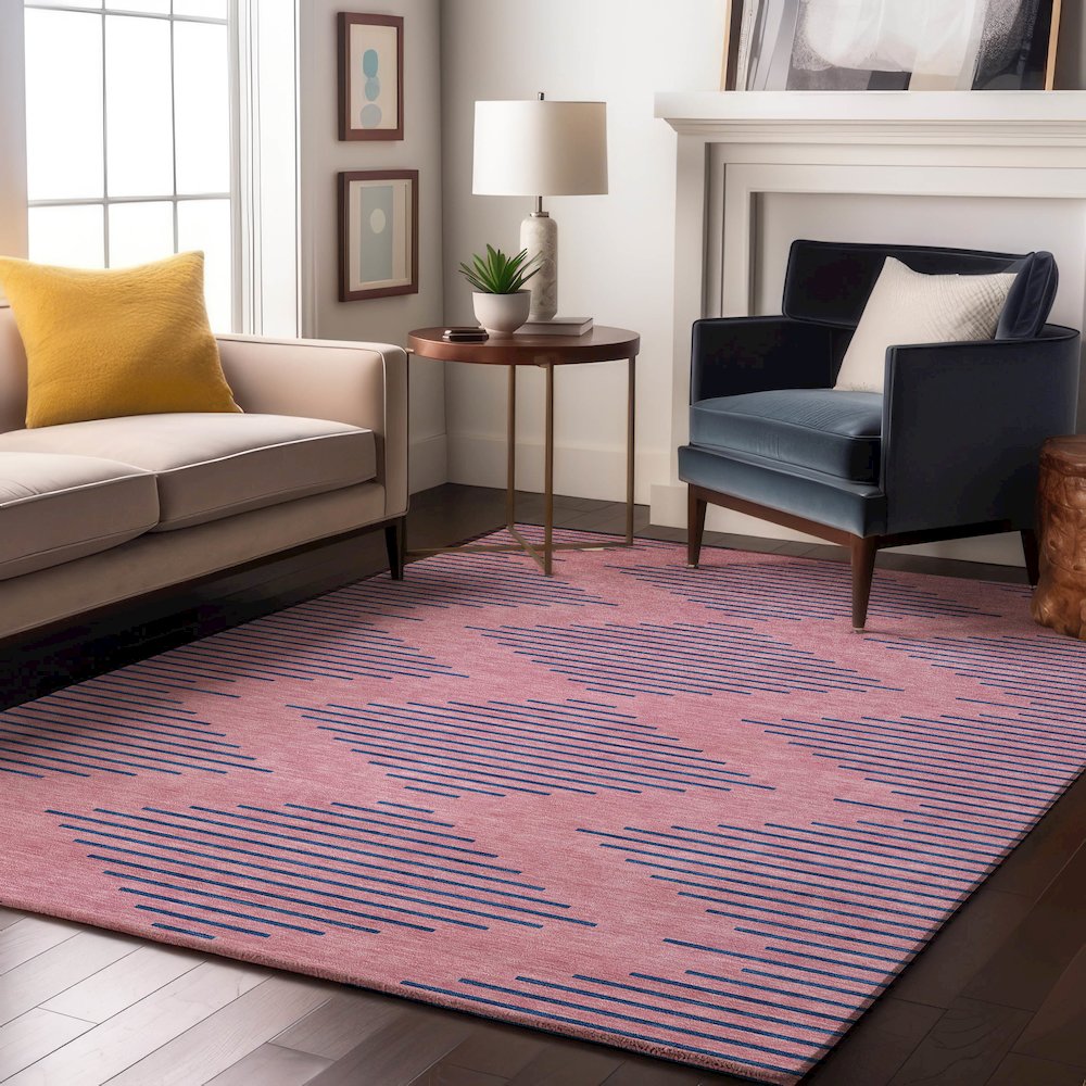 Premium Machine Washable Mayfield AMF1017 Pink 5' x 7'6" Rug. Picture 5