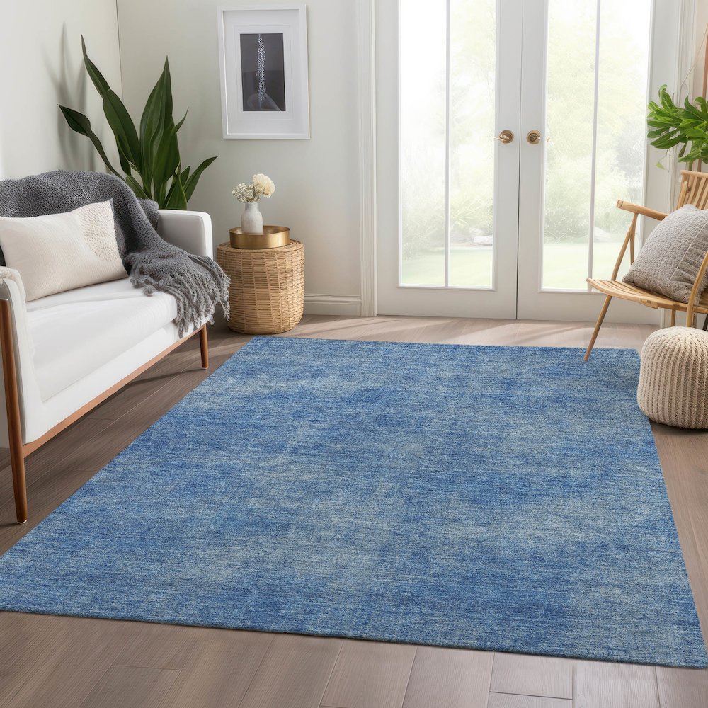 Premium Machine Washable Mayfield AMF1018 Blue 5' x 7'6" Rug. Picture 6