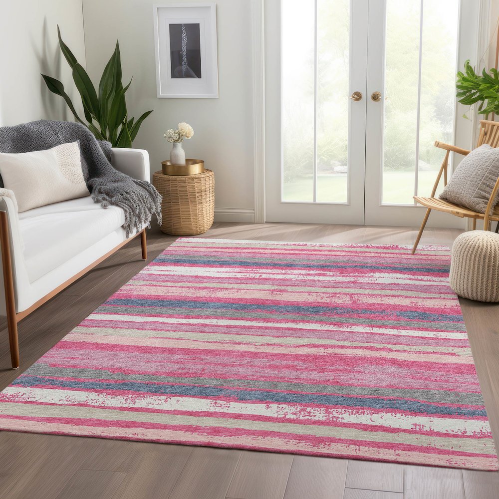 Premium Machine Washable Mayfield AMF1019 Pink 5' x 7'6" Rug. Picture 6