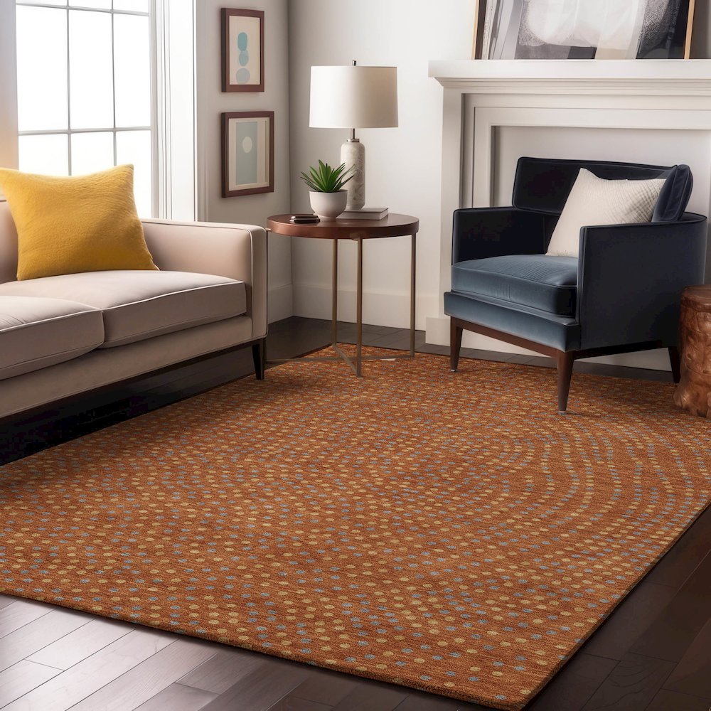 Premium Machine Washable Mayfield AMF1021 Paprika 5' x 7'6" Rug. Picture 5
