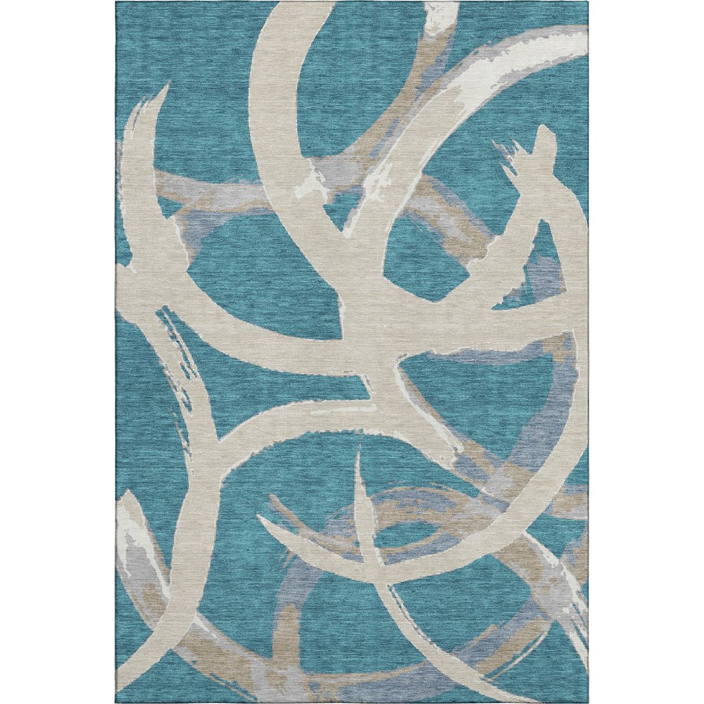 Premium Machine Washable Mayfield AMF1022 Teal 5' x 7'6" Rug. Picture 1