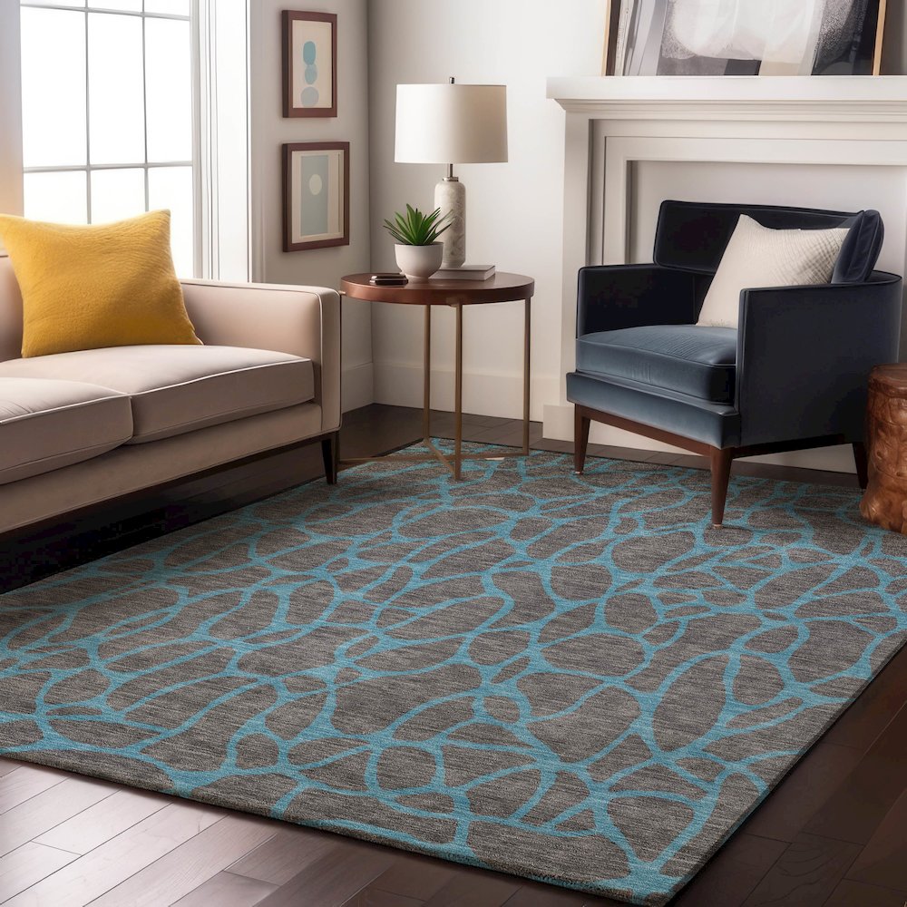 Premium Machine Washable Mayfield AMF1023 Gray 5' x 7'6" Rug. Picture 5