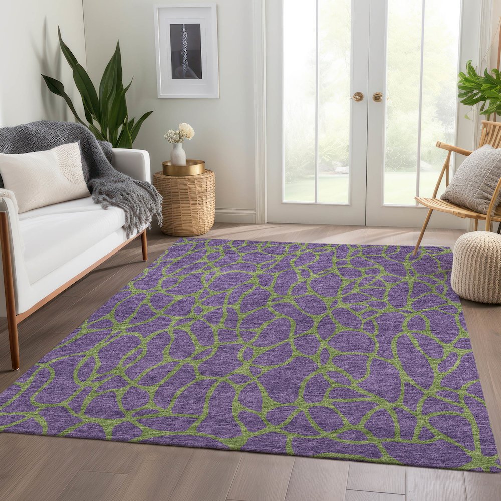 Premium Machine Washable Mayfield AMF1023 Purple 5' x 7'6" Rug. Picture 6