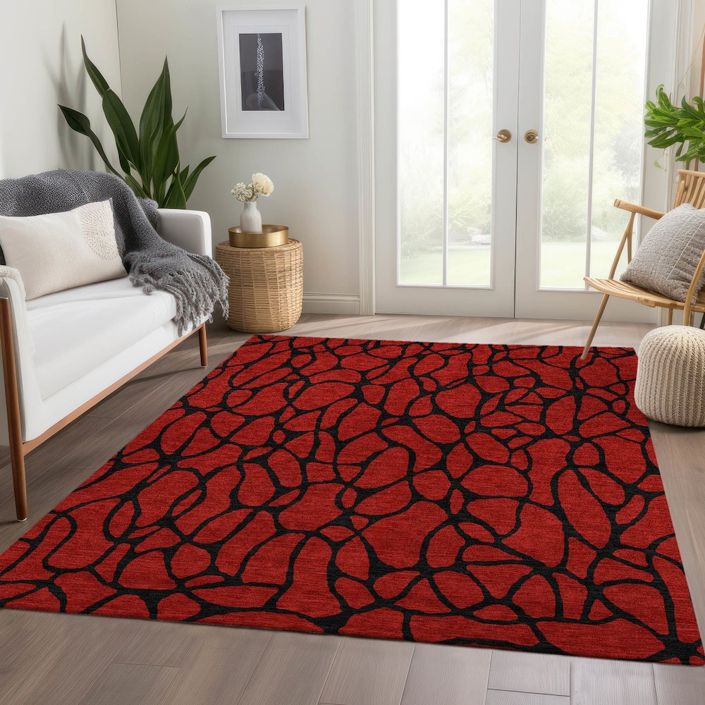 Premium Machine Washable Mayfield AMF1023 Red 5' x 7'6" Rug. Picture 6