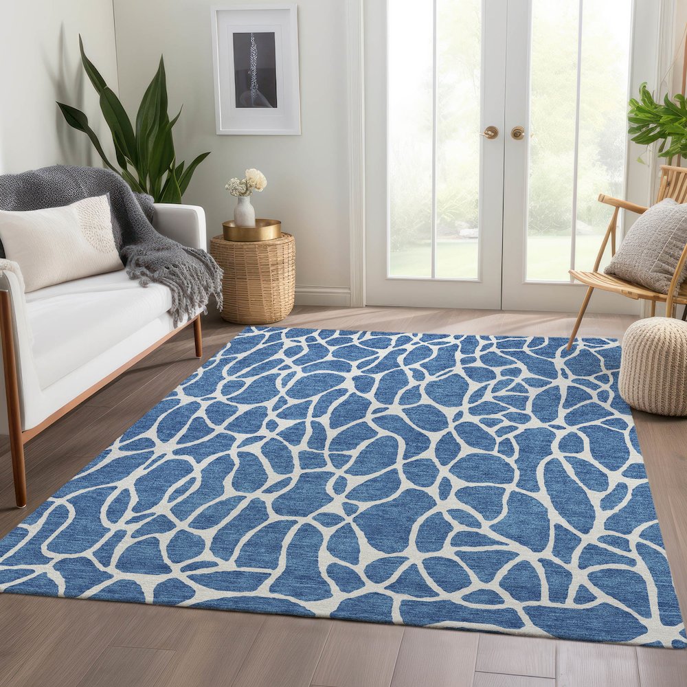 Premium Machine Washable Mayfield AMF1024 Blue 5' x 7'6" Rug. Picture 6