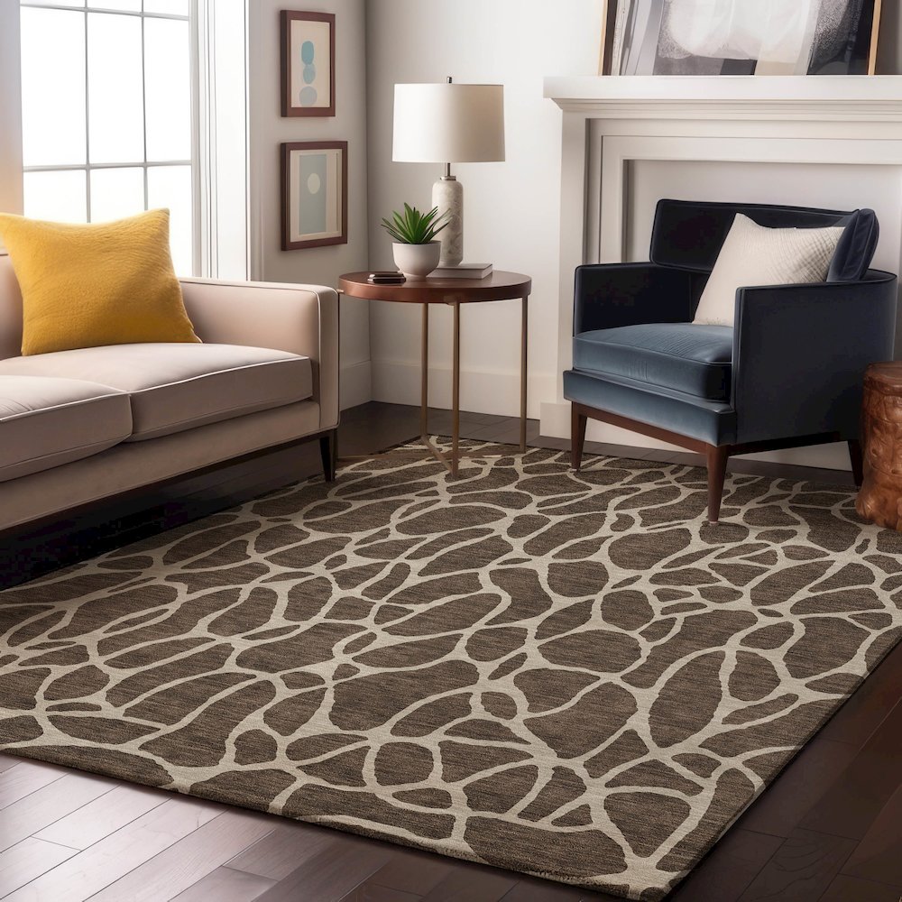 Premium Machine Washable Mayfield AMF1024 Fudge 5' x 7'6" Rug. Picture 5