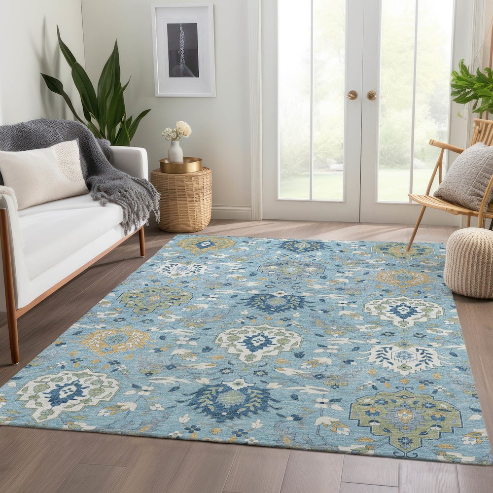 Premium Machine Washable Mayfield AMF1026 Sky 5' x 7'6" Rug. Picture 6