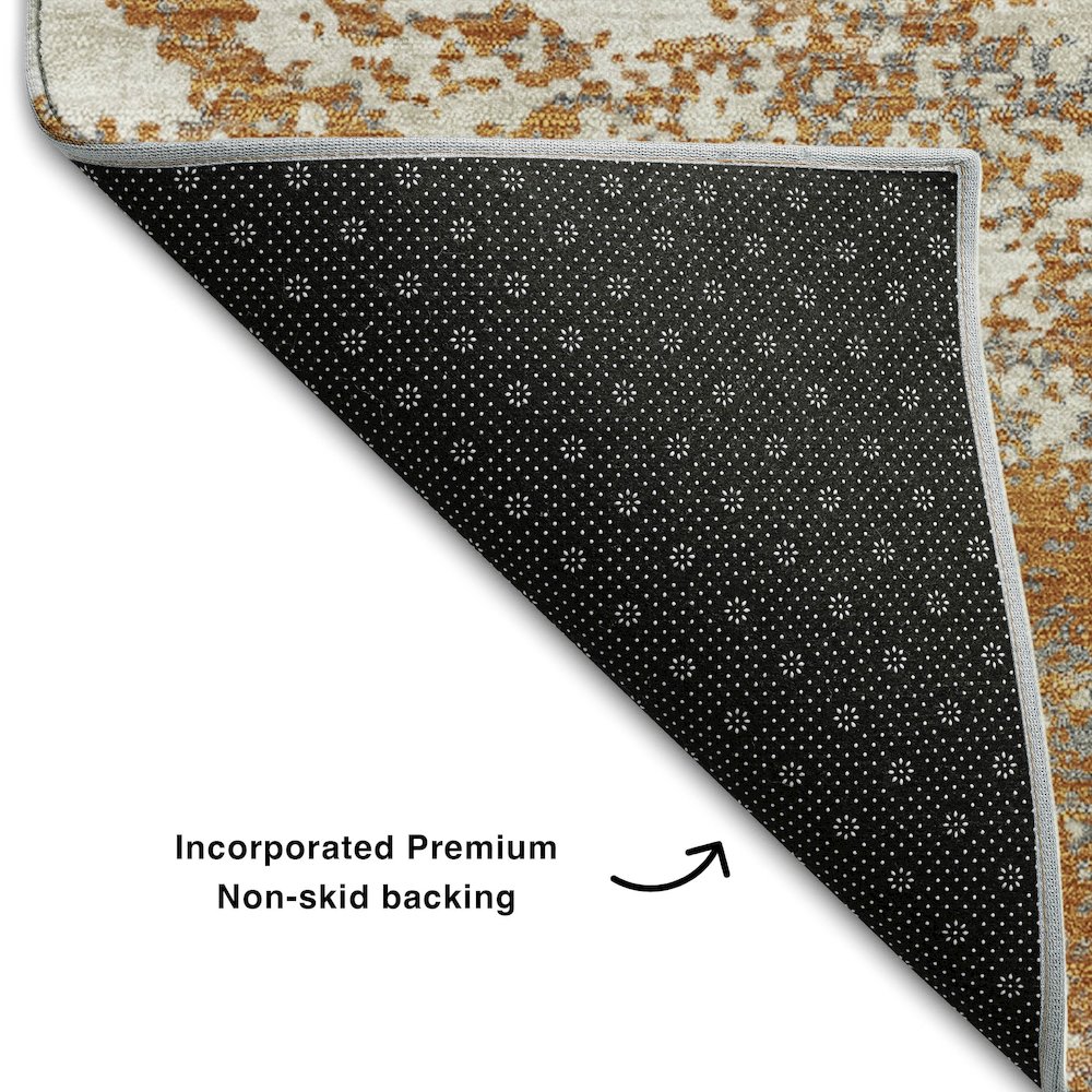 Premium Machine Washable Mayfield AMF1027 Copper 2'6" x 3'10" Rug. Picture 2